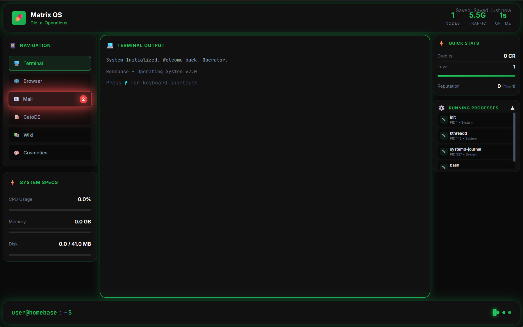 Matrix Theme Dashboard