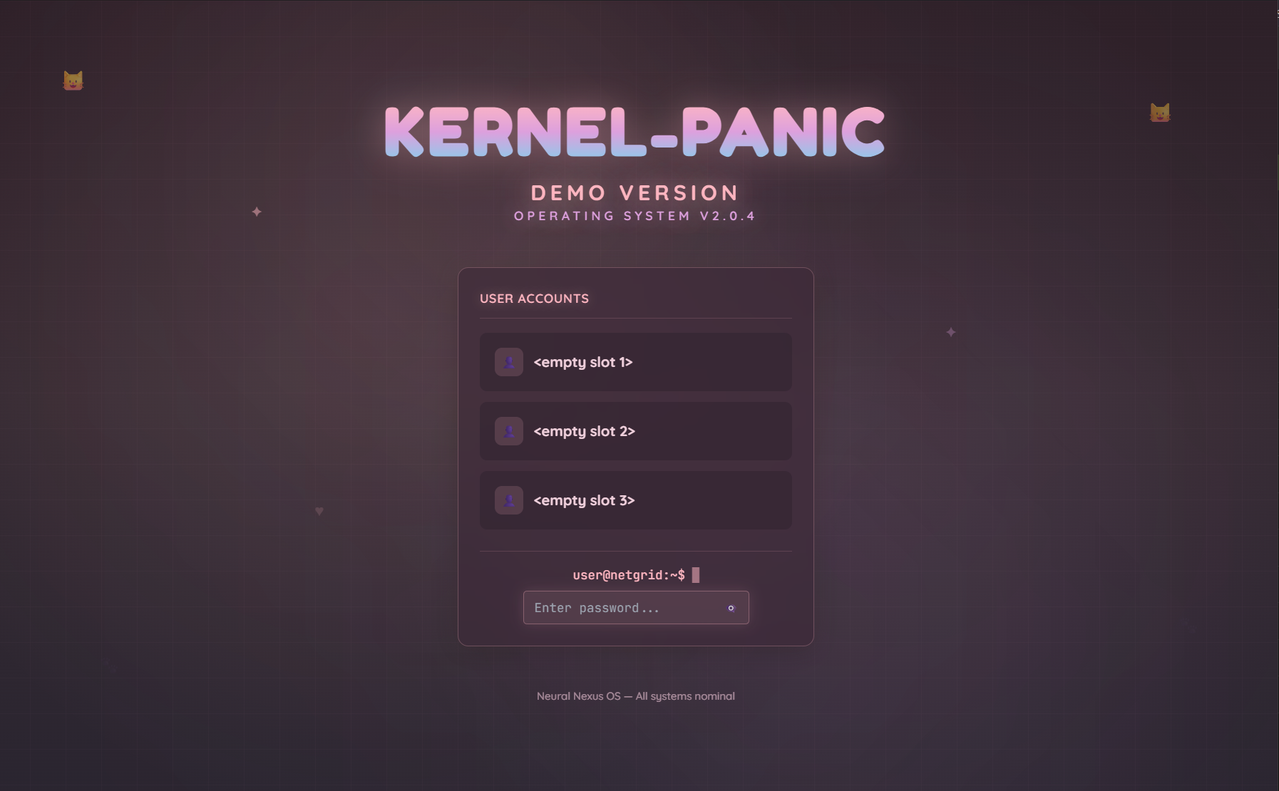 KERNEL-PANIC Title Screen